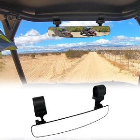 UTV Center Rear View Mirror, Aluminium alloy Convex Mirror fits 1.65""-2"" Roll Bar Mount Compatible with Polaris RZR, Can am X3, Honda Pioneer, Kawasaki Mule, Yamaha, black in Saudi Arabia