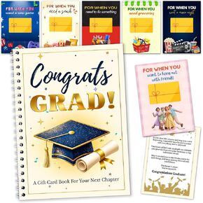 College Survival Gift Card Book, 7 x 5 Inch 20 Pages Giftcard Booklet Holders, 2026 College Survival Kit Gift Card Book, High School Graduation Gifts for Students Him Her Boys Girls Women in Saudi Arabia