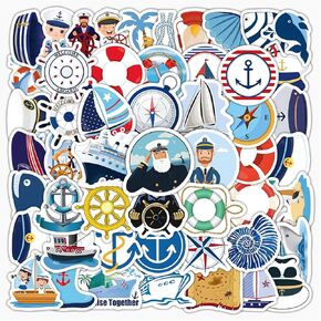 100 Pack Nautical Stickers for Teens Adult，Nautical Party Favors, Anchor Birthday Decorations Gifts Decals Water Bottle Scrapbook Laptop Skateboard (Multicolor) in Saudi Arabia