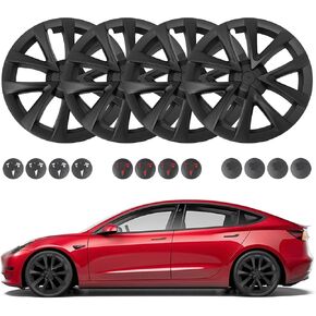 PM Auto Set of 4 Matte Black Snap On Hubcap Wheel Rim Skin Covers for 2017-2023 Tesla 3 18 inch Wheel Except Highland in Saudi Arabia