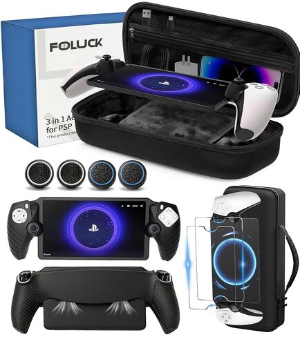 3 in 1 Accessoris Set Compatible with Playstation Portal, EVA Carrying Case for PS5 Portal, Soft Silicone Protective Cover, 2 Pack Screen Protector, Ps Portal Accessories in Saudi Arabia