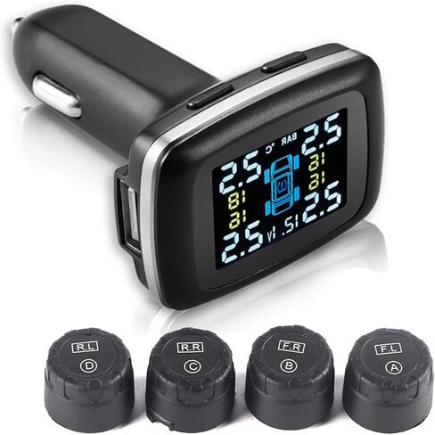 نظام مراقبة ضغط الإطارات TPMS للسيارة مع قابس ولاعة السجائر 4 أجهزة استشعار خارجية للكشف الدقيق عن الضغط in Kuwait