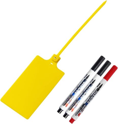200Pcs Plastic Seals Shipping Label Tags, Writable Marker Big Sign Tie for Logistics, 255mm Total Length Self Locking Inventory Waterproof Tag Fastener (Yellow) in Saudi Arabia