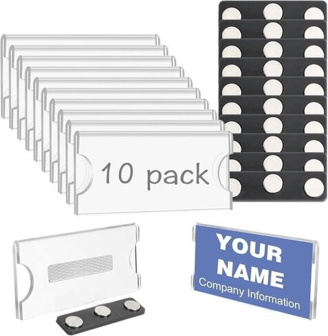 40 Pack Magnetic Name Badges Holder, Acrylic Name Tags with 3 Point Magnets for Work Clothes Shirt, Printable Name Label for Business Events School Office, Reusable Name Tags 1.2"*3" in Saudi Arabia