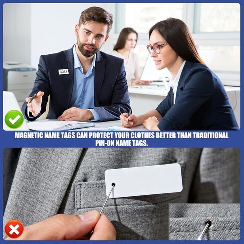 40 Pack Magnetic Name Badges Holder, Acrylic Name Tags with 3 Point Magnets for Work Clothes Shirt, Printable Name Label for Business Events School Office, Reusable Name Tags 1.2"*3" in Saudi Arabia