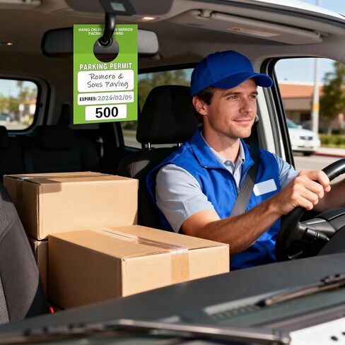 علامات تعليق تصريح وقوف السيارات، أرقام 001-500 تصاريح وقوف السيارات المؤقتة المرقمة الفارغة، إدارة مواقف السيارات، علامات تعليق خضراء عالية الوضوح (500 عبوة) in Kuwait