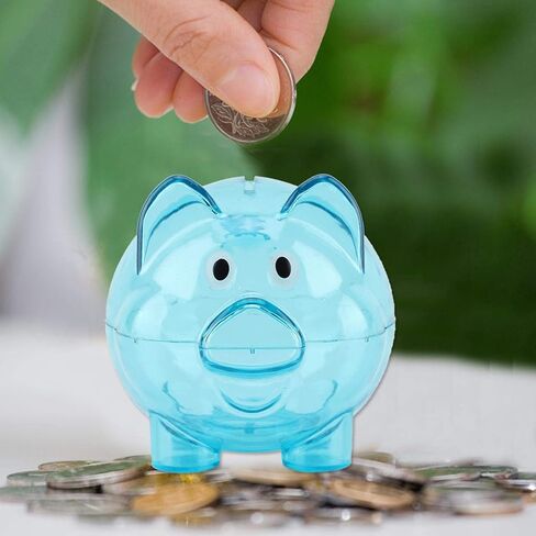 بنك أموال الخنزير البلاستيكي من أومابيتا، صندوق توفير، بنك أصبع لطيف على شكل بنك خنزير، صندوق توفير بلاستيكي للأولاد والبنات والأطفال وأصدقاء تزيين المنزل (أزرق صغير) in Kuwait