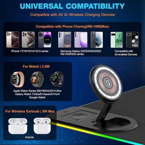 Gaming Mouse Pad Wireless Charging - Desk Mat Magnetic Foldable Phone Stand 15W Fast Charge, RGB Extended Large Keyboard Mousepad - PC Laptop Desk Pad for Work Game (Adapter Not Included) in Saudi Arabia