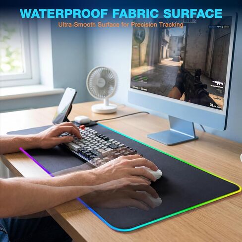 Gaming Mouse Pad Wireless Charging - Desk Mat Magnetic Foldable Phone Stand 15W Fast Charge, RGB Extended Large Keyboard Mousepad - PC Laptop Desk Pad for Work Game (Adapter Not Included) in Saudi Arabia