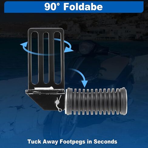 Scooter Moped Front Footrest Pedals Electric Bicycle Foldable Foot Pegs Non-Slip Footpegs Aluminum Alloy Pedals for Motorcycle Scooter Black 1 Pair in Kuwait