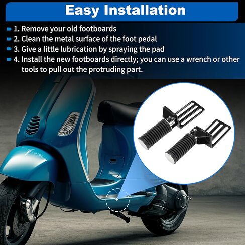Scooter Moped Front Footrest Pedals Electric Bicycle Foldable Foot Pegs Non-Slip Footpegs Aluminum Alloy Pedals for Motorcycle Scooter Black 1 Pair in Kuwait