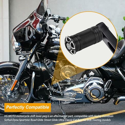 CNC Billet Motorcycle Shifter Peg Gear Shift Lever لـ Harley Davidson Touring Softail Dyna Sportster Street Glide Road King Models، أسود، عبوتان in Kuwait