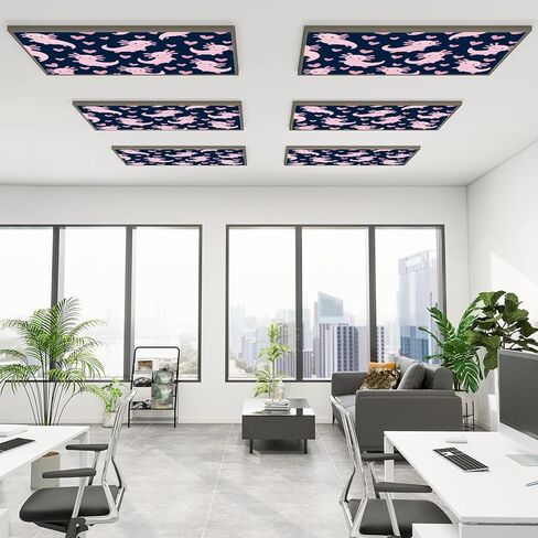 6 Pack Fluorescent Light Covers for Ceiling Lights Seamless French country kitchen stripe fabric print Blue yellow white Decorative Magnetic Fluorescent Light Filters for Classroom Office Home 4x2 ft in Saudi Arabia