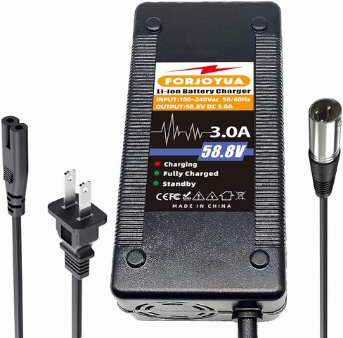 58.8V 3A Battery Charger for 48V 51.8V Li-ion Battery 14S Lithium with 3-Pin XLR Connector in Kuwait