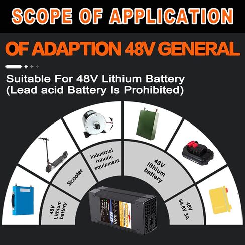 58.8V 3A Battery Charger for 48V 51.8V Li-ion Battery 14S Lithium with 3-Pin XLR Connector in Kuwait