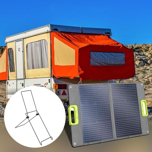 2 Pack Folding Solar Panel Stand, Portable Metal Stand Solar Panel Mount Brackets, Quick Angle Adjustable Rack for Solar Panels for RV, Camping, Balcony, Lightweight, No Installation Needed in Saudi Arabia