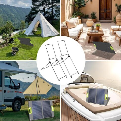 2 Pack Folding Solar Panel Stand, Portable Metal Stand Solar Panel Mount Brackets, Quick Angle Adjustable Rack for Solar Panels for RV, Camping, Balcony, Lightweight, No Installation Needed in Saudi Arabia