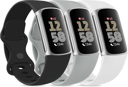 3PACK Sport Bands Compatible with Fitbit Charge 6 Bands for Women Men, Classic Soft Wristbands for Fitbit Charge 6/5 Advanced Fitness & Health Tracker in Saudi Arabia