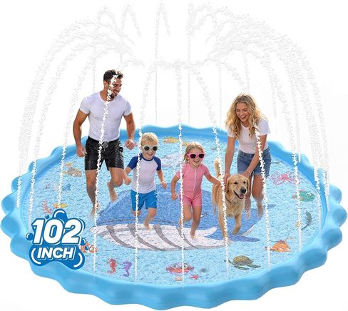 102" Splash Pad, Sprinkler & Splash Play Mat Toys for Kids Water Toys, Inflatable Wading Pool Extra Large Thicker Summer Outdoor Funny Toys for 3-12 Years Old Children Boys & Girls in Saudi Arabia