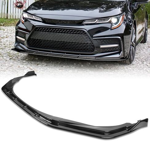 المصد الأمامي للشفاه مناسب لسيارة Toyota Corolla Sedan Hybrid SE/Hybrid XSE 2023-2025، لسيارة Corolla Sedan SE Apex 21-22، لسيارة Corolla Hatchback SE/XSE 20-25 3 قطع شفة أمامية سوداء لامعة in Kuwait