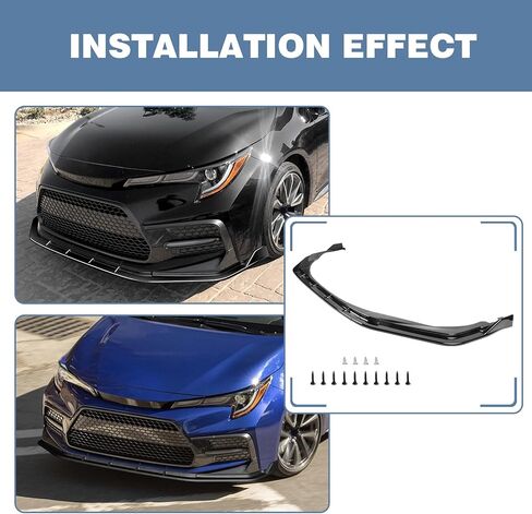 المصد الأمامي للشفاه مناسب لسيارة Toyota Corolla Sedan Hybrid SE/Hybrid XSE 2023-2025، لسيارة Corolla Sedan SE Apex 21-22، لسيارة Corolla Hatchback SE/XSE 20-25 3 قطع شفة أمامية سوداء لامعة in Kuwait
