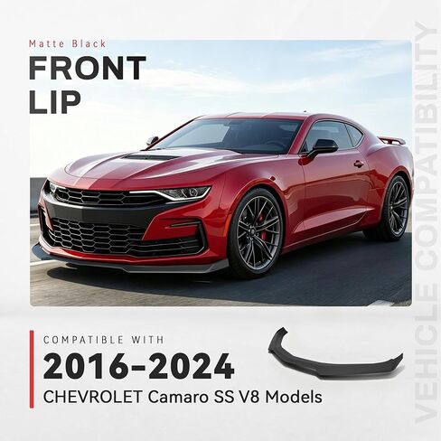 الشفة الأمامية من ALMULOO متوافقة مع 2016-2024 شيفروليه كامارو SS V8 لسد الهواء الأمامي بديل من البلاستيك (ABS) مطلي باللون الأسود غير اللامع in Saudi Arabia