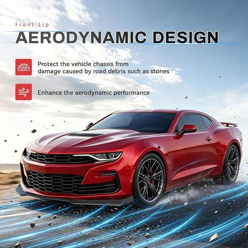 الشفة الأمامية من ALMULOO متوافقة مع 2016-2024 شيفروليه كامارو SS V8 لسد الهواء الأمامي بديل من البلاستيك (ABS) مطلي باللون الأسود غير اللامع in Saudi Arabia