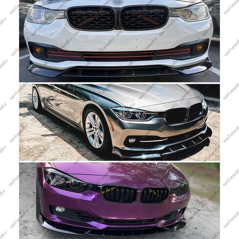 3 قطع حافة ممتصة للصدمات الأمامية متوافقة مع BMW F30 F35 2016-2019، تناسب 318i 320i 328i 330i 328d 330e، فاصل سبويلر للذقن السفلي لسد الهواء، طقم حماية للجسم (أسود لامع) in Kuwait