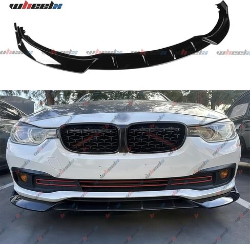 3 قطع حافة ممتصة للصدمات الأمامية متوافقة مع BMW F30 F35 2016-2019، تناسب 318i 320i 328i 330i 328d 330e، فاصل سبويلر للذقن السفلي لسد الهواء، طقم حماية للجسم (أسود لامع) in Kuwait