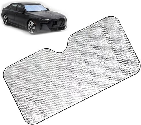 Car Windshield Sunshade, Aluminum Foil Double Thickened Sun Visor Cover, High Heat Insulation Car Window Sun Block Protector with Suction Cup Fixed, Universal for Cars SUVs Trucks (Small) in Kuwait