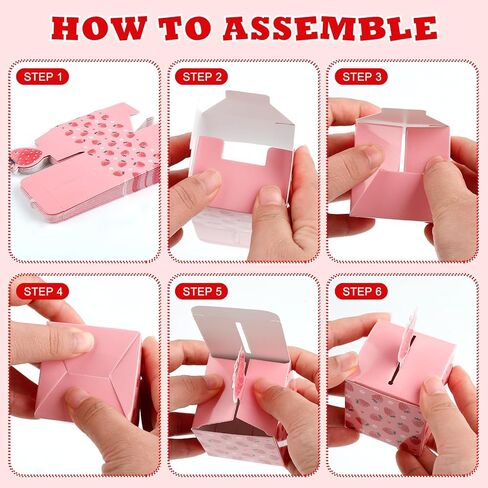HIKIMA 24 PCS Strawberry Party Favor Cute Fruit Strawberries Gift Box Folding Paper Treat Box for Sweet One Birthday Berry Theme Party Baby Shower Decor Supplies, 3.58x2.13x2.13 inch in Saudi Arabia