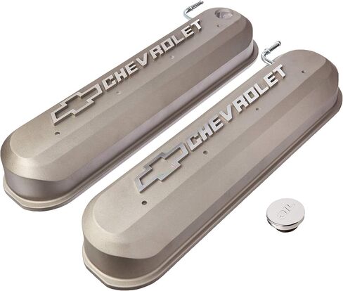 ProForm Valve Cover, LS Slant-Edge, Tall, Baffled, PCV Tube, Raised Chevrolet Bowtie Logo, Hardware Included, Aluminum, Gray, GM LS-Series, Pair in Kuwait