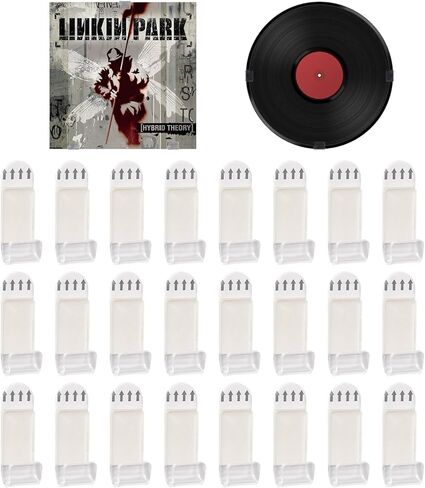 24 PCS Vinyl Record Shelf Wall Mount – Self-Adhesive Acrylic Record Holder, No Drilling Needed, Clear Invisible Shelves for Displaying Album Covers, Decorative Rack for Music Lovers in Kuwait