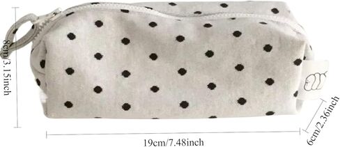 Cute Kawaii Pencil Case Cottagecore Vintage Pen Pencil Pouch Twee Pen Bag Makeup Pouch Cute Supplies (White polka dot) in Saudi Arabia
