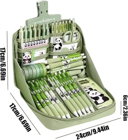 Matcha Green Storage Box,Large Capacity Storage Bag,180° Flat Pen Holder With Compartments,Dimensions 8.66x4.72x2.76Inches,Suitable For Office And Daily Use. in Kuwait