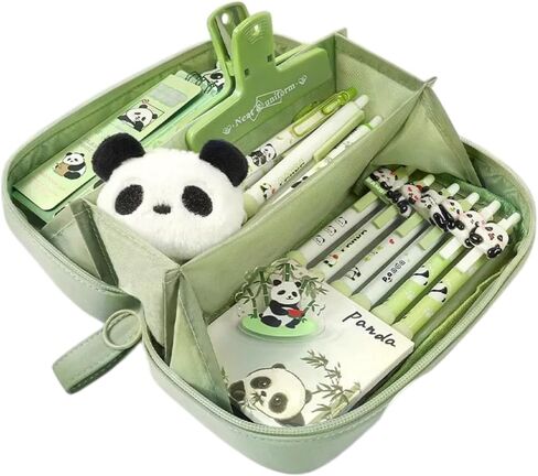 Matcha Green Storage Box,Large Capacity Storage Bag,180° Flat Pen Holder With Compartments,Dimensions 8.66x4.72x2.76Inches,Suitable For Office And Daily Use. in Kuwait