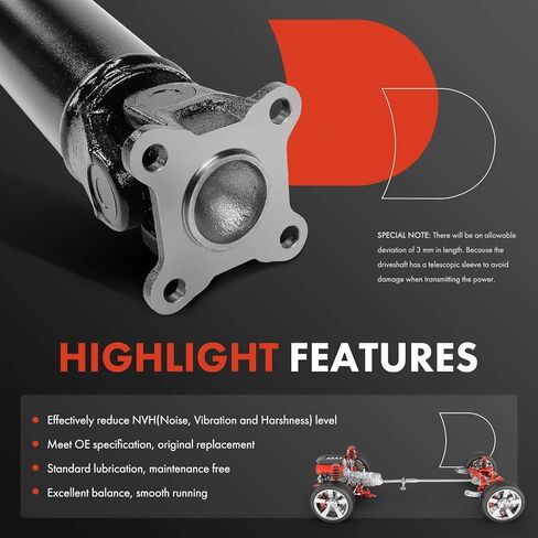 مجموعة عمود الدفع الخلفي A-Premium متوافقة مع Toyota Tacoma 2016-2022، الدفع الرباعي، بيك اب طاقم الكابينة، طول السرير 73.7 بوصة، قاعدة العجلات 140.6 بوصة، عمود الدعامة الكامل in Kuwait