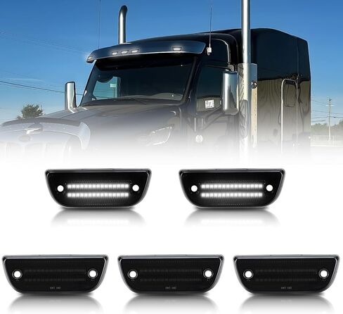 Bestview LED Cab Roof Marker Lights, Compatible with 2015–2020 Kenworth T680 / T770 / T880 & Peterbilt 569/579, Smoked Lens Amber LED Clearance Running Lights, Plug & Play, 5-Pack in Kuwait
