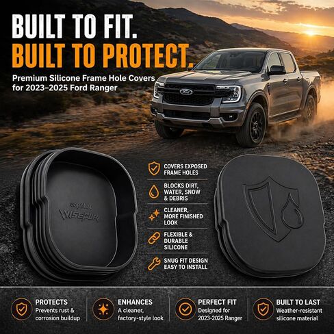 Car Frame Tube Hole Plugs Fit for Ford Ranger 2023-2026, Waterproof Rear Frame Tube Opening Covers, Silicone Frame Hole Plugs for Ranger Accessories, Truck Frame Cap Covers in Saudi Arabia