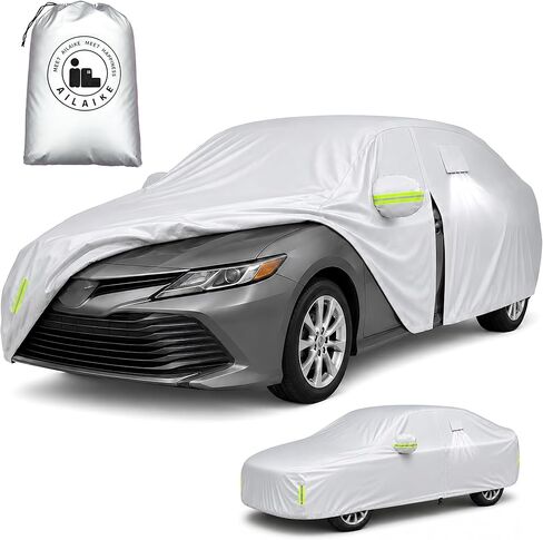 Car Cover Waterproof All Weather 10 Layers Full Car Cover Universal Heavy Duty Fit for Toyota Camry,Tesla Model 3,Honda Accord,Nissan Altima,Hyundai Sonata etc.(Silver, Fits Sedans up to 192") in Saudi Arabia