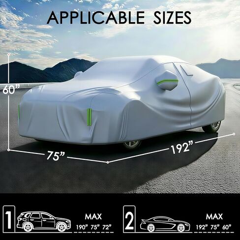 Car Cover Waterproof All Weather 10 Layers Full Car Cover Universal Heavy Duty Fit for Toyota Camry,Tesla Model 3,Honda Accord,Nissan Altima,Hyundai Sonata etc.(Silver, Fits Sedans up to 192") in Saudi Arabia