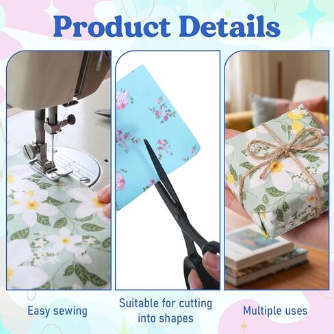 50Pcs Sewing Fabric Squares 4X4 Cotton Quilting Squares Colorful Fabric Bundle Square Quiltings Patchwork Scraps Quiltings Supplies for Quilting Sewing DIY Crafting in Kuwait