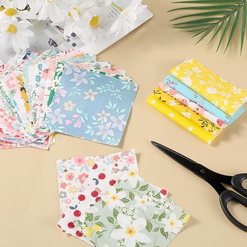 50Pcs Sewing Fabric Squares 4X4 Cotton Quilting Squares Colorful Fabric Bundle Square Quiltings Patchwork Scraps Quiltings Supplies for Quilting Sewing DIY Crafting in Kuwait