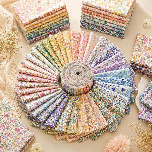 42Pcs 2.52 * 19.7In Floral Cotton Fabric Strips, Precut Quilting Fabric Bundles, Small Flower Printed Jelly Roll Fabric for Sewing Quilting Crafts in Kuwait