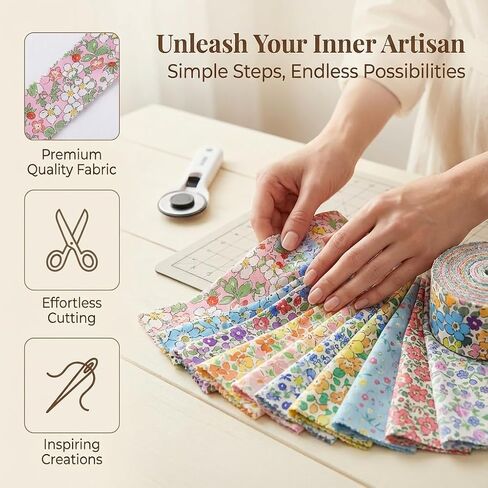 42Pcs 2.52 * 19.7In Floral Cotton Fabric Strips, Precut Quilting Fabric Bundles, Small Flower Printed Jelly Roll Fabric for Sewing Quilting Crafts in Kuwait