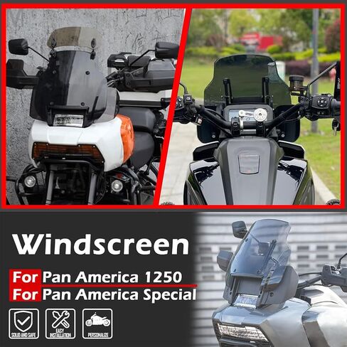 Motorcycle Windscreen Windshield Deflector Front Fairing Compatible with Pan America 1250 RA1250 1250 Special RA1250S 2021-2024 Airflow Wind Screen Protector, Dark Smoked in Saudi Arabia
