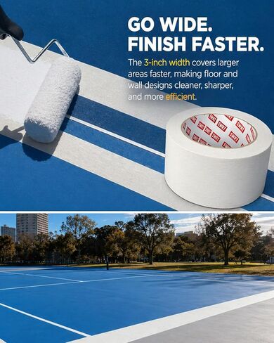 SWRT Masking Tape 3 inch x 55 Yards, 1 Roll, Wide White Painters Tape for Painting Walls & Large Surface Masking, Clean Removal, No Residue, Easy Tear, Multi-Surface in Kuwait