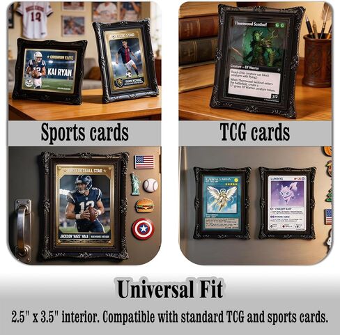 2 Pack Trading Card Display Frame Baseball Card Holder Display Stand Desktop Sports Memorabilia Magnetic Frame for Basketball Football Hockey Cards (Vintage) in Kuwait