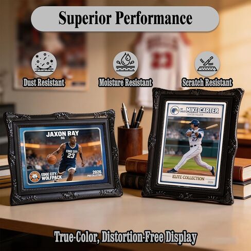 2 Pack Trading Card Display Frame Baseball Card Holder Display Stand Desktop Sports Memorabilia Magnetic Frame for Basketball Football Hockey Cards (Vintage) in Kuwait