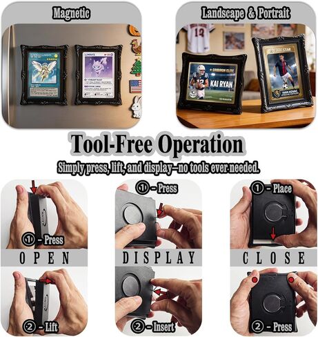 2 Pack Trading Card Display Frame Baseball Card Holder Display Stand Desktop Sports Memorabilia Magnetic Frame for Basketball Football Hockey Cards (Vintage) in Kuwait